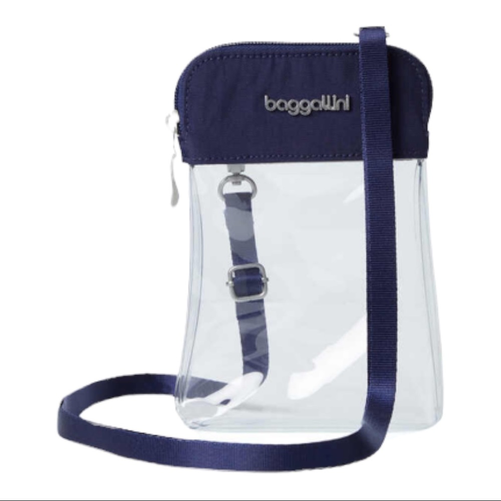 NWT Baggallini Clear Bryant Crossbody Bag in Navy